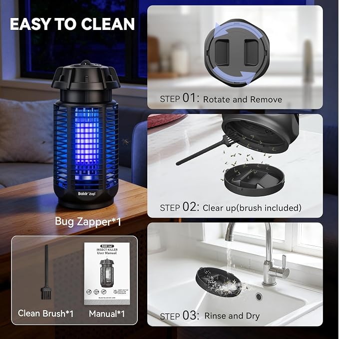 Electric Bug Zapper for Outdoor Indoor, Mosquito Zapper, 1/2 Acre Wide Coverage, 4200V 20W Powerful, IPX4 Waterproof Insect Killer for Backyard, Patio, 2 Pack
