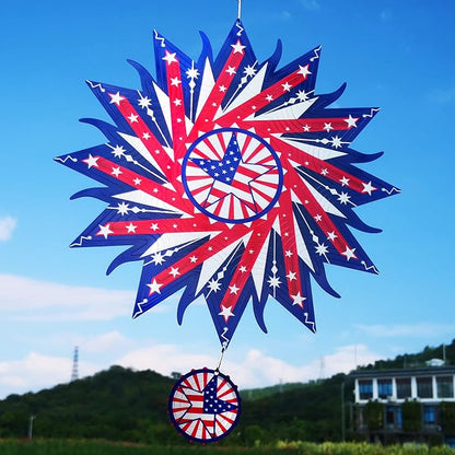 DJUAN 4th of July Decorations,12in American Flag Patriotic Wind Spinner Fourth of July Decor Outdoor,Garden Wind Spinners Patriotic Decor Independence Day Decorations for Yard,Garden,Patio