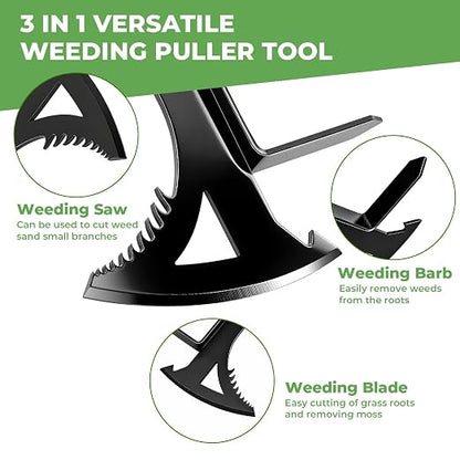 2 Crack Weeder Tool Set—5.1in Extended Metal Crevice Weeding Brush & Multi-Blade L-Shape Manganese Steel Weed Puller,Weeding Moss Remover Tool for Weeding