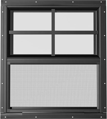 2 Pack Shed Windows 24" W x 27" H Flush Mount, Black Household Windows for Playhouses, Barns, Chicken Coop