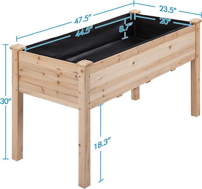 Topeakmart Wooden Garden Planter Boxes 48 X 23 X 30in Elevated Raised Garden Bed Outdoor with Legs Wooden Gardening Box for Flower/Vegetable/Herb/Tomato/Backyard/Patio
