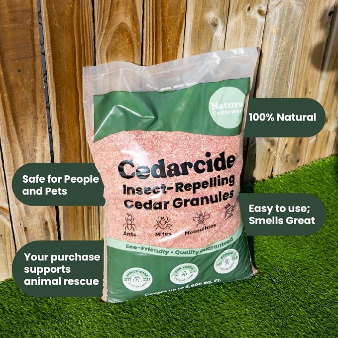Cedarwood Lawn Patio Granules | Repels Mosquitoes, Ants, Spiders & Chiggers | Smells Great, Easy to Use | 1 Bag (8 Lbs)