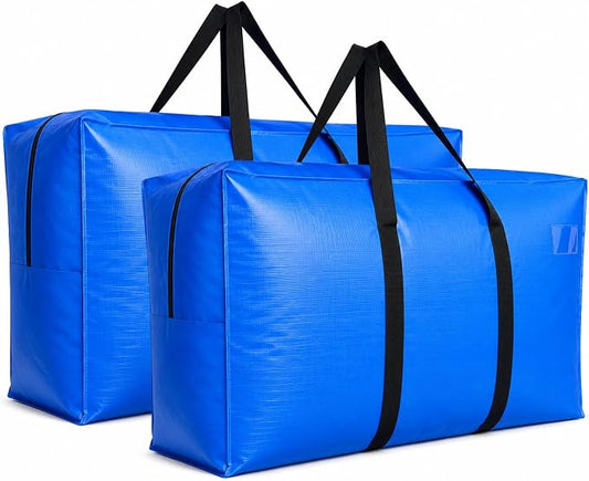 Extra Large Storage Bags, Jumbo Moving Tent Storage Bags, Foldable Big Blue XXL Duffle Bag for Travel,Christmas Tree Bag, 42x23x13.5inch - 2PACK