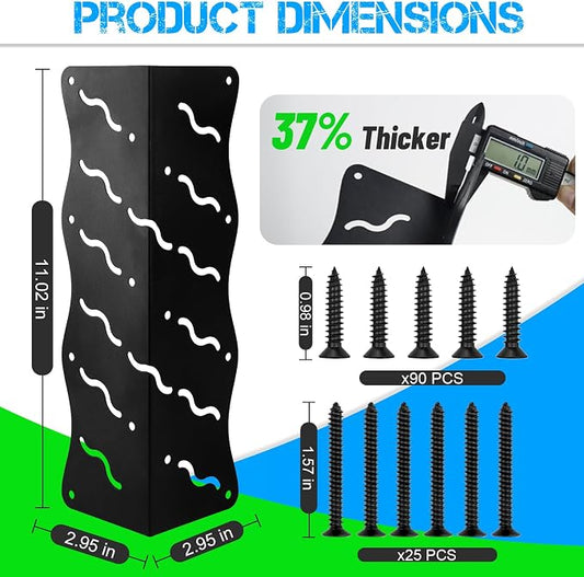 Set of 8 Raised Bed Edging Bracket,Corner Brackets with Wood Screws, Rust Resistant Metal Connectors 11" x 3" x 3" for 20"-24" Beds, Raised Bed Corners for Vegetable Planter Garden Matte Black