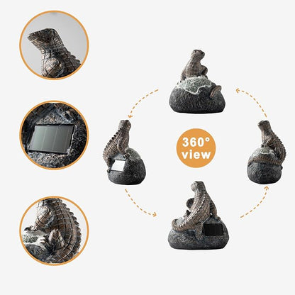 Rezpuao Solar Garden Outdoor Statues Lizard with LED Lights - Lawn Decor Lizard Statue for Patio, Balcony, Yard Ornament - Unique Housewarming Gifts