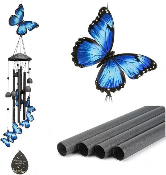 Butterfly Wind Chimes Outdoor Metal Windchimes Garden Patio Decor | Butterfly Gifts for Women Ideal Memorial/Housewarming/Birthday/Festival Gifts Front Yard Decor