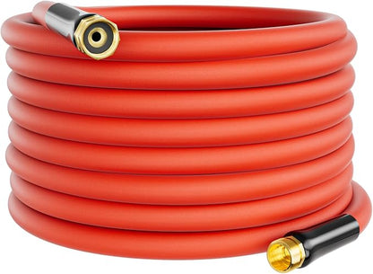 5/8" Hot/Cold Garden Water Hose 75ft, -50℉ to 190℉, Flexible & Lightweight, Heavy Duty Rubber Pipe with 3/4" Brass Fittings for All-weather Outdoor, Yard, Farm, Red