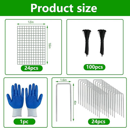 8 Pack Plant Protectors from Animals, 12''x16'' Metal Plant Cages for Outdoor Plants, Garden Plant Protector with Stakes & Zip Ties, Keep Rabbits Squirrels Out, Plant Cage for Flowers Vegetables