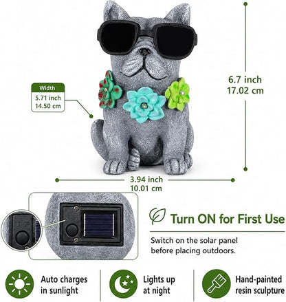 Solar Garden Statues Dog with Succulent and LED Lights Birthday Gifts for Women Mom Grandma Solar Outdoor Decor for Patio Backyard Yard Lawn Decoration-Unique Housewarming Gifts