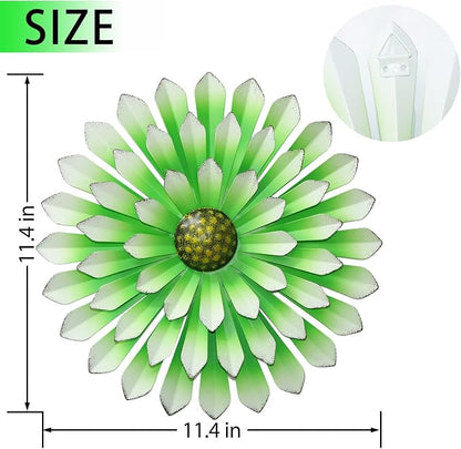 Metal Flowers Wall Decor Indoor Outdoor Metal Wall Art for Farmhouse Home Living Room Bedroom Bathroom Garden Decor - Green