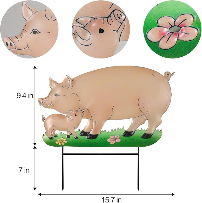 Decorative Garden Stakes with Pig Design,Ideal for Pig Lovers for Yard Art, Outside, Patio, Outdoor Decor, Garden Decorations, Lawn Ornaments