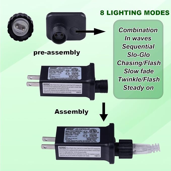 300 Led Green Outdoor String Lights Waterproof St. Patrick's Day Decorations, 108 Ft Led Twinkle Lights for Bedroom, 8 Modes Plug in Fairy Lights for Christmas Room Decor