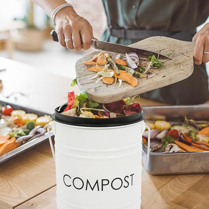 MUMTOP Compost Bin Kitchen Countertop Composter with lid – Small Compost ContainerI Includes Inner Compost Bucket Liner & Charcoal Filter