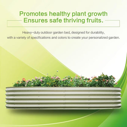 Gardmax Galvanized Raised Garden Bed, Lightweight Planter Boxes Outdoor with Easy Assembly, Large Garden Bed for Vegetables, Fruits, Flower Milk White 8x2x1.5 FT