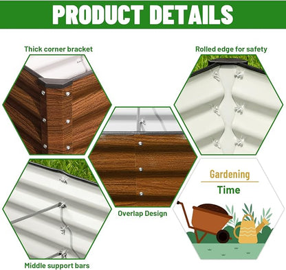 SnugNiture Galvanized Raised Garden Bed 8x4x1FT Outdoor Large Metal Planter Box Steel Kit for Planting Vegetables, Flowers