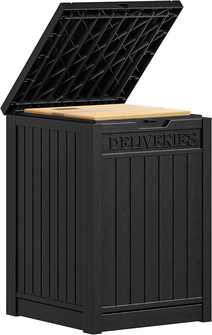 YITAHOME Resin Package Delivery Box 51 Gallon | Secure Lockable Resin Package Delivery Container, Deck Box for Porch & Curbside, Black