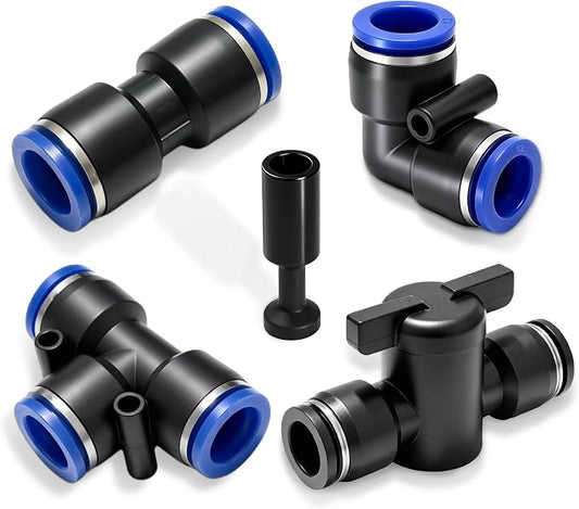 20PCS 3/8" Drip Irrigation Fittings, Quick Connect Garden Irrigation Parts | Drip Irrigation Fittings, Tees Elbows Straigh Valves and End Caps, Irrigation System for Garden, Lawn, Yard, Greenhouse