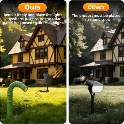 Solar Garden Lights, Solar Pathway Lights Outdoor 4 Pack, 3500K Warm LED Solar Lights Outdoor Waterproof with Split Design Flexible Bend Bamboo Stakes for Yard Lawn Patio Decor Outside