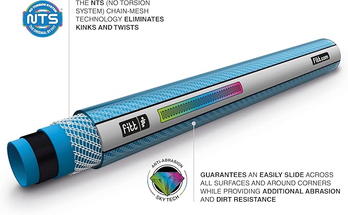 FITT Aquamaster 5/8’’ 25ft, high performance flexible Garden Hose for intensive Use. Kink-proof