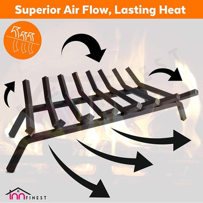 33 inch 8 Bar Fire Grates, Heavy Duty Solid Steel Indoor Chimney Hearth Outdoor Fire Place Kindling Tool Pit Wrought Iron Wood Stove Firewood Burning Rack