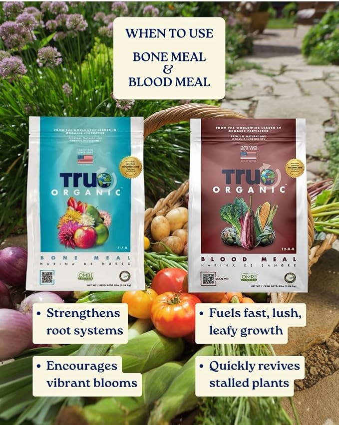 True Organic Blood Meal – High-Nitrogen Organic Fertilizer for Rapid Vegetative Growth – 3lb Bag Covers 104 Sq. Ft.