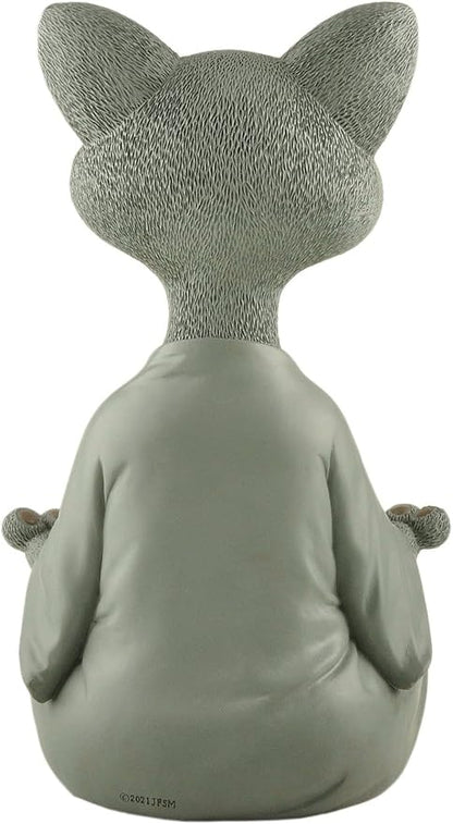 12" Whimsical Happy Cat Buddha Statue – Indoor Outdoor Zen Cat Decor