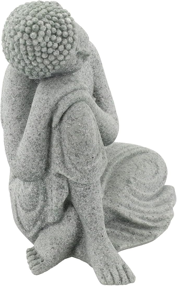 Buddha Garden Statue Sandstone Resin Effect Outdoor and Indoor Yoga Decor for Lawn and Home Weather Resistant for SCULPTURE for Tranquil Zen Landscape Enhancements(S)