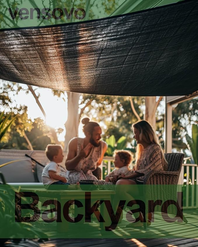 vensovo 70% Sunblock Shade Cloth Net Black Resistant - 6.5x6.5 Ft Garden Shade Mesh for Plant Cover, Greenhouse, Chicken Coop, Kennels, Tomatoes Plants