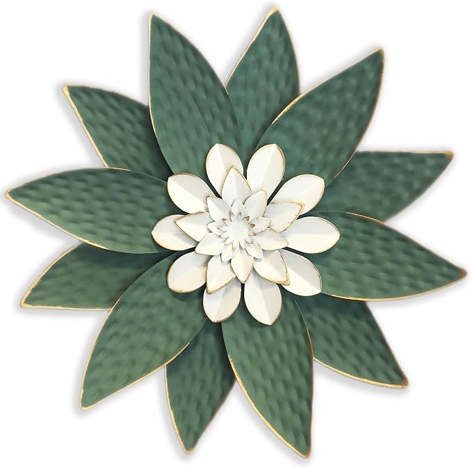 Metal Flower Wall Art Decor,10" Rustic Modern Antique Floral Sculpture, Distressed Iron Wall Hanging Home Decoration Accent Artworks for Indoor Kitchen Bedroom Living Office Outdoor Garden Patio | Floral Sculpture, Distressed Iron Wall Hanging Accent A...