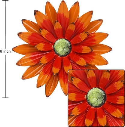 hogardeck Metal Flower Wall Decor for Indoor Outdoor, Kitchen Decor Floral Metal Wall Art, Wall Decor for Bathroom, Living Room, Porch, Garden, Yard, Backyard （6 Pcs 6'' ）