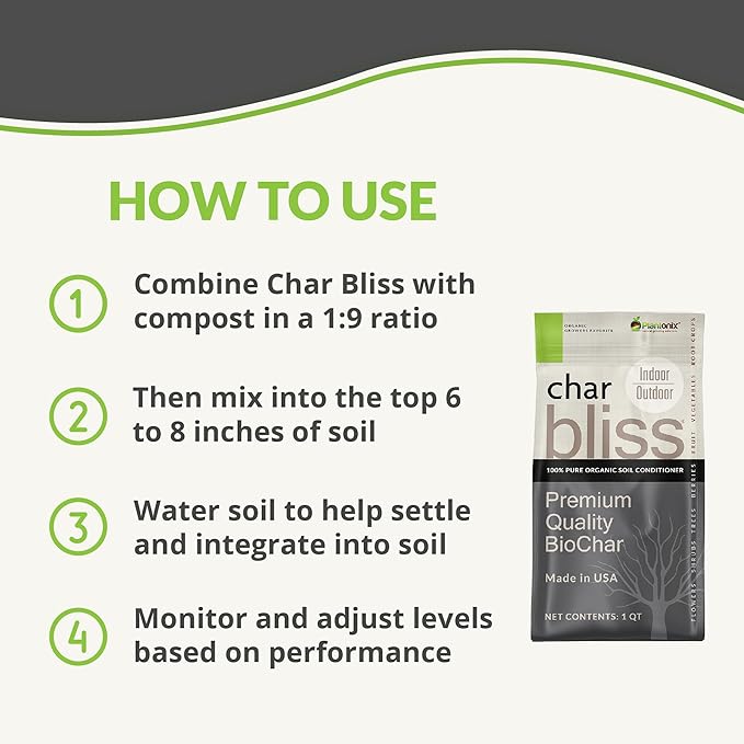 Char Bliss (16 Qts) - Organic Biochar Soil Amendment for Plants & Gardening | OMRI-Listed BioChar Plant Charcoal - Charcoal for Plants, Potting Soil, & Fertilizer - Horticultural Charcoal Alternative