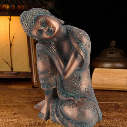 Buddha Statue for Outdoor Garden Decor 9.1in Meditating Zen Figurine Synthetic Bronze Finish Yard Patio Ornament Gift