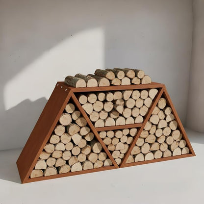 Decoroca Corten Steel Firewood Rack Outdoor Indoor, Heavy Duty Log Holder Stand for Fireplace, Weathering Steel Industrial Sturdy Storage Organizer Racks for Patio & Deck
