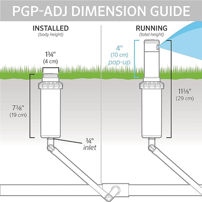 Hunter PGP-ADJ 3/4" Rotor Lawn Sprinkler Head, 22-52 ft, 4" Pop-Up
