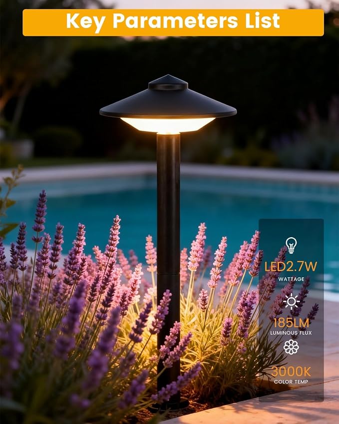 20.33 Inch Aluminum Low Voltage Landscape Lighting 2.7W LED Low Voltage Pathway Lights, Outdoor Landscape Path Lights with Patent Connector, ETL UL CSA Qualified IP54 Waterproof, 6 Pack