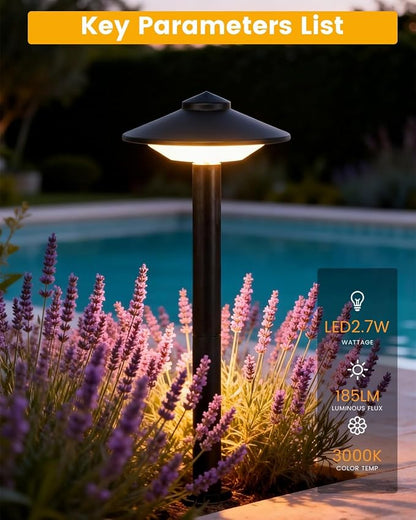 20.33 Inch Aluminum Low Voltage Landscape Lighting 2.7W LED Low Voltage Pathway Lights, Outdoor Landscape Path Lights with Patent Connector, ETL UL CSA Qualified IP54 Waterproof, 6 Pack
