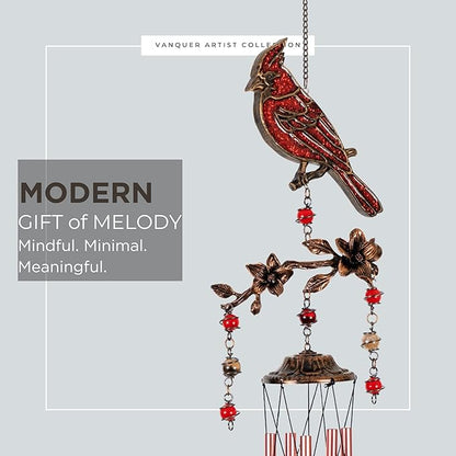 Wind Chimes for Outside, Wind Chimes Outdoor Clearance, Soothing Tones Outdoors, Cardinal Wind Chime, Memorial, Sympathy Gift, Patio, Porch, Home Décor, Modern, Art Décor, Bronze (32" Cardinal)