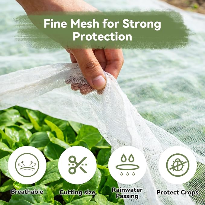 Garden Mesh Netting, 10 * 30 FT Ultra Fine Plant Netting Covers Pest Barrier Row Cover Net for Raised Beds Tree Protect Greenhouse Fruit Vegetable Flowers from Birds Bugs