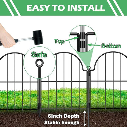 30 Pack Decorative Garden Fence, 17 in(H) x 31 ft(L) Arched Metal No Dig Fence, Ground Stake Animal Barrier Fence for Rabbit Dog, Outdoor Decor for Yard & Patio, Flower Bed Edging