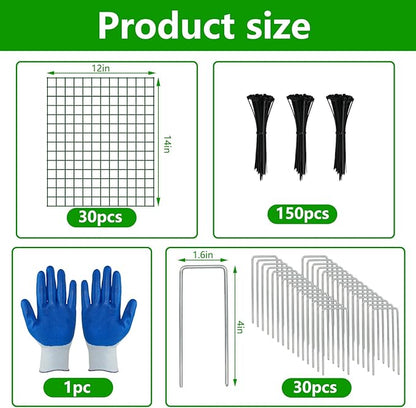 10 Pack Plant Protectors from Animals, 12''x14'' Metal Plant Cages for Outdoor Plants, Garden Plant Protector with Stakes & Zip Ties, Keep Rabbits Squirrels Out, Plant Cage for Flowers Vegetables