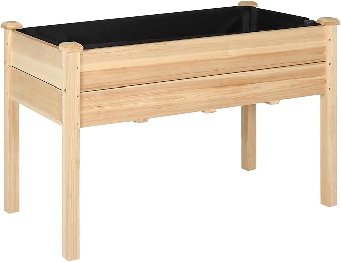 BlueWish 48"W x 24"D x 30"H Raised Garden Bed, Cedar Garden Bed with Detachable Black Liner, Drainage Holes, Raised Garden Beds Outdoor 330 lbs Capacity, Raised Beds for Gardening, Vegetable, Flower