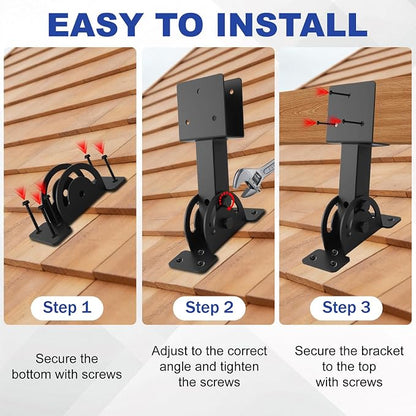 3 Pcs 2“x 4”Heavy Duty Roof Riser Brackets Kit | Adjustable Height Angle Pergola Brackets|Roof Riser Beam Bracket for Gazebos|Carports|and Patios