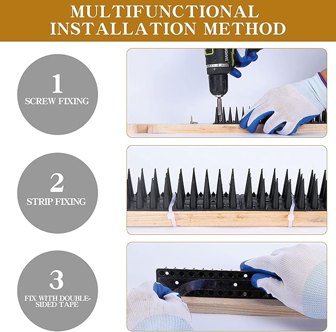 Bird Spikes 30 Packs Outdoor Cat and Bird Deterrent Spikes, Defender Spikes - Keep Pigeon, Cat & More Birds Away from Fences and Roof, Anti Theft Climb Strips (2023 Upgraded | 42.3 feet)