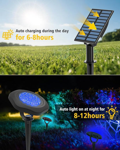 Solar Spot Lights Outdoor Waterproof IP68, RGB Pond Lights | 3-in-1 LED Solar Landscape Lights, 2 Light Modes Path Lights for Underwater Pond Garden Yard Pathway