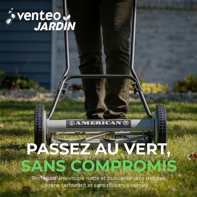 American Lawn Mower 1815-18 18-Inch 5-Blade Push Reel Lawn Mower, Black
