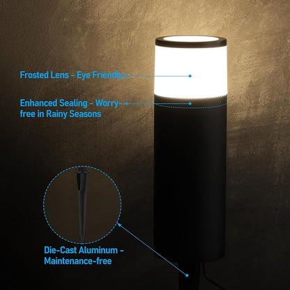 LEONLITE 4-Pack RGBCW Low Voltage Bollard Pathway Lights, 4.5W 360LM | Color Changing, 12V-24V AC/DC, IP65 Waterproof, Cast Aluminum, Multi-Color, LED Landscape Lighting for Walkway Yard Garden