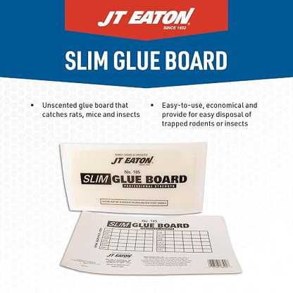 JT Eaton Slim Glue Board – Low-Profile Adhesive Mouse Trap for Effective Rodent Control, Non-Toxic, Easy Cleanup, Indoor Use | Slim Low-Profile Design Fits under Appliances and along Walls; Non-Toxic Adhesive; Easy Cleanup Indoors