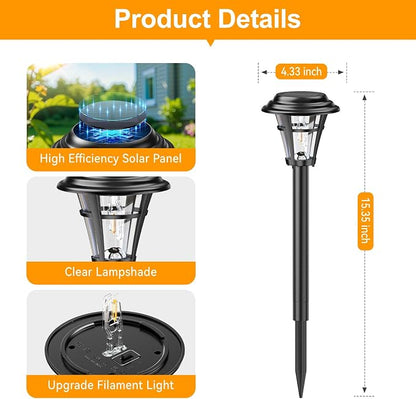 LETMY Solar Pathway Lights Outdoor, 10 Pack Solar Lights Outdoor Waterproof, Auto On/Off Solar Powered Garden Landscape Path Lights, Outdoor Solar Lights for Yard Lawn Patio Walkway Driveway