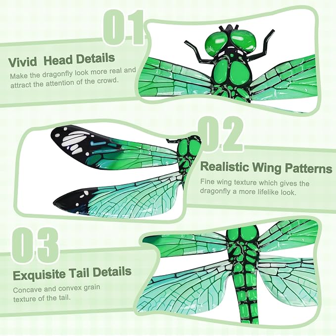 ULENDIS 4 Pack Large Metal Dragonfly Wall Decor, 11.7"x 13.9" 3D Colorful Outdoor Garden Fence Wall Art Decor, Wall Hanging Decorations for Yard Patio Living Room, Gift for Family Kids Friends