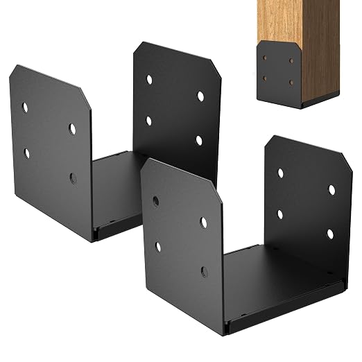 Post Base Anchor for 10x10 Wood - 2 Pack, 1-Inch Standoff, Black - Deck, Pergola, Patio Cover Brackets for Concrete Mounting